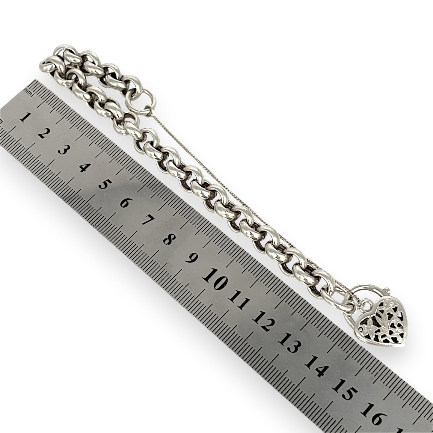 SILVER DEAL | Sterling Silver Vintage Belcher Padlock Bracelet 19cm