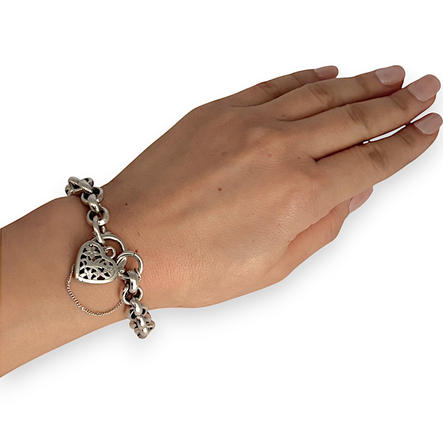 SILVER DEAL | Sterling Silver Belcher Bracelet with Padlock Length 19cm