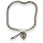 SILVER DEAL | Sterling Silver Cuban Link Bracelet with Heart Padlock  19cm