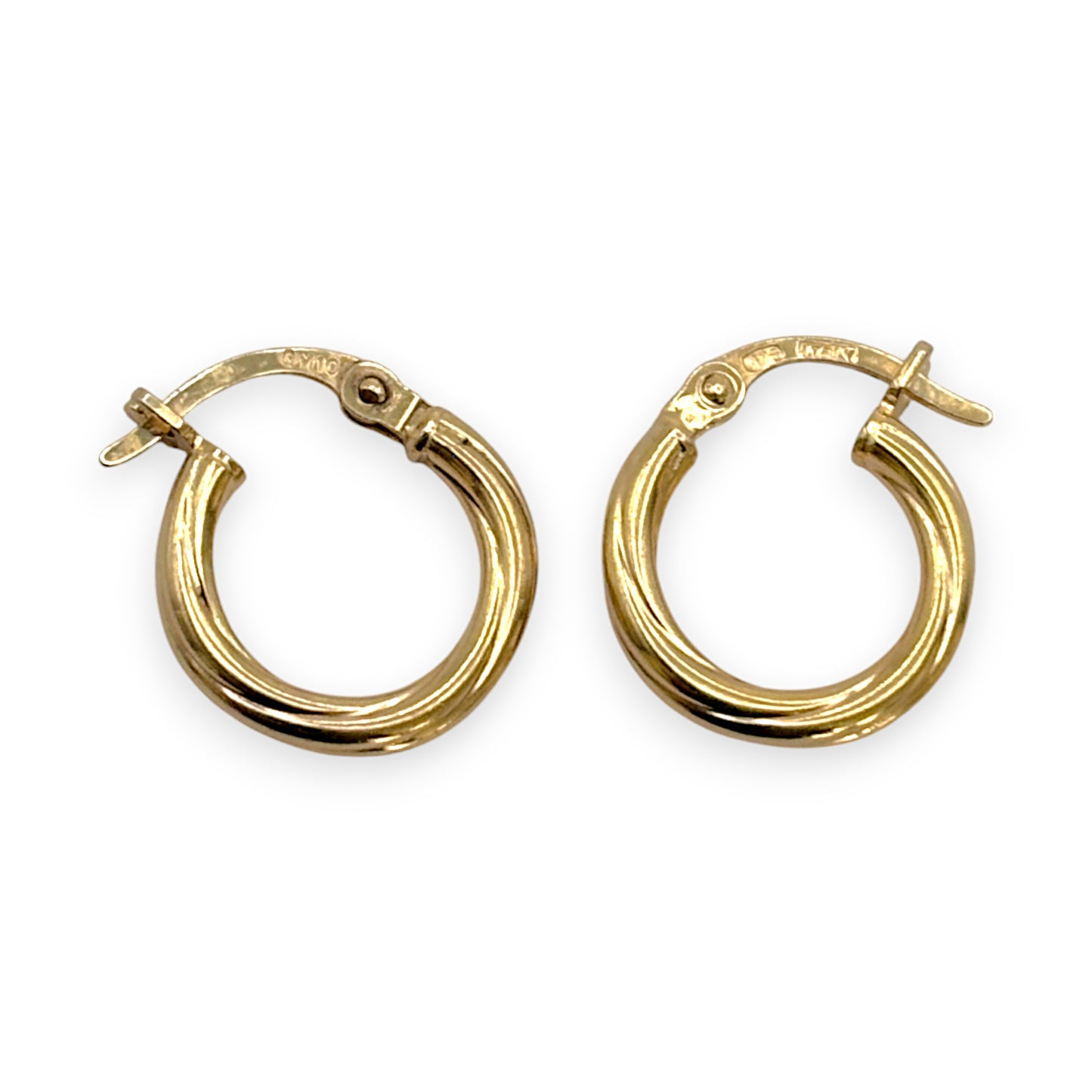 9ct Gold French Look Twisted Hoop Earrings. R # 413