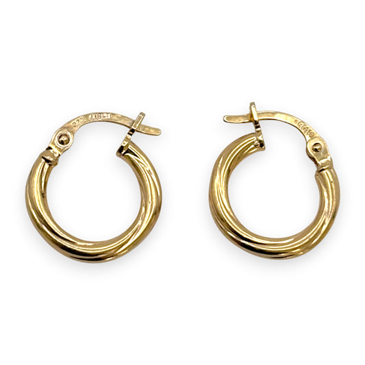 9ct Gold French Look Twisted Hoop Earrings. R # 413