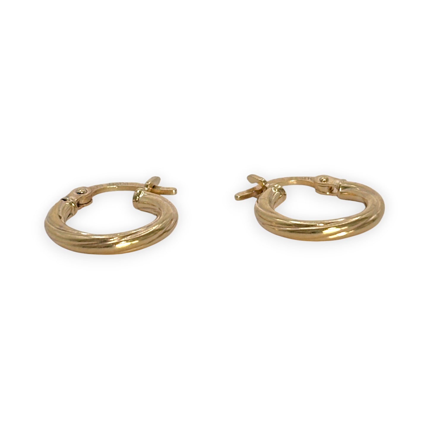9ct Gold French Look Twisted Hoop Earrings. R # 413