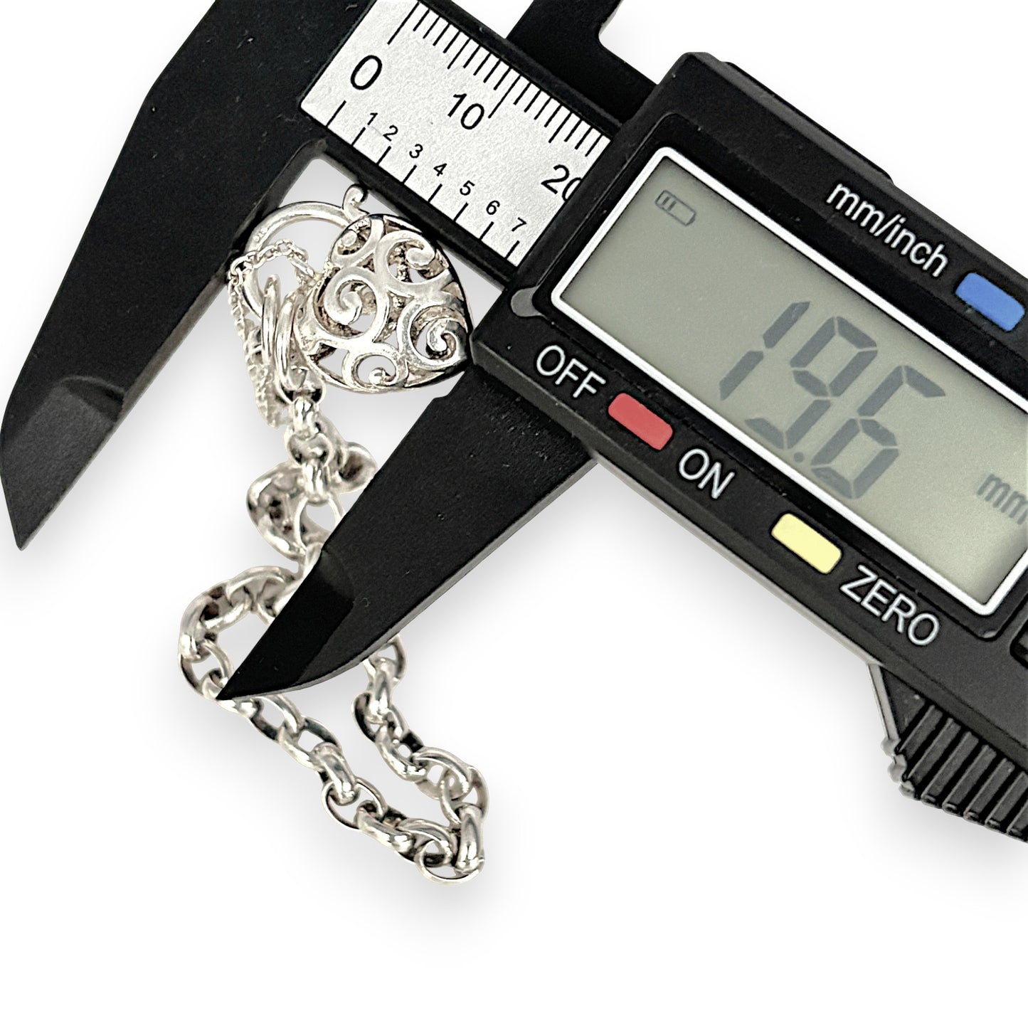 SILVER DEAL | Sterling Silver Filigree Heart Padlock Bracelet 19cm