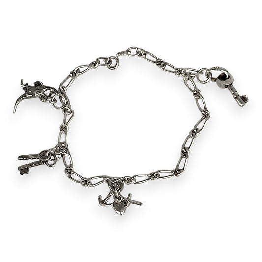 SILVER DEAL | Sterling Silver Charm Bracelet- Keys & Anchor & Kangaroo