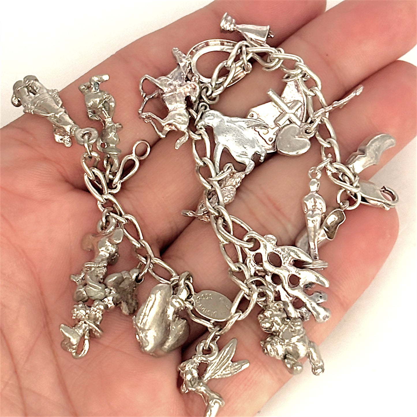SILVER DEAL | Sterling Silver Vintage Charm Bracelet 19.5cm