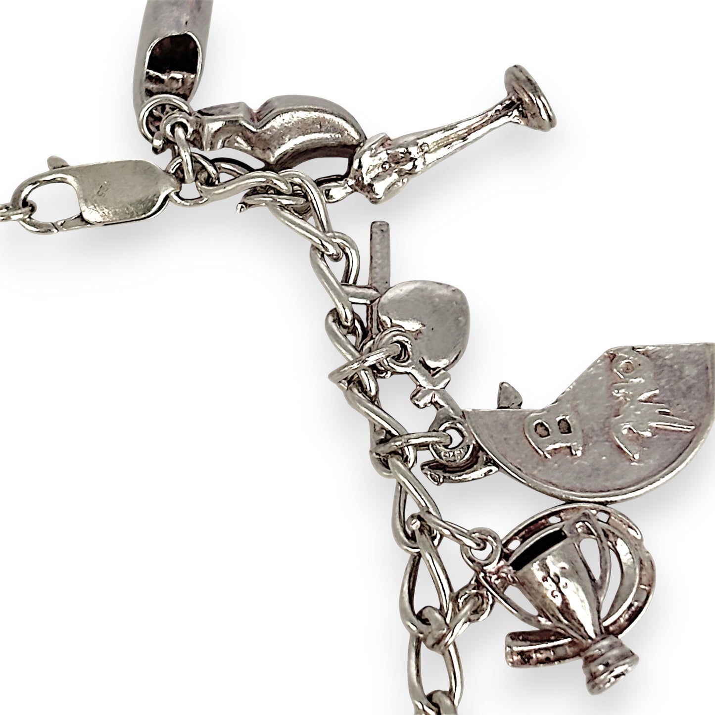 SILVER DEAL | Sterling Silver Vintage Charm Bracelet 19.5cm
