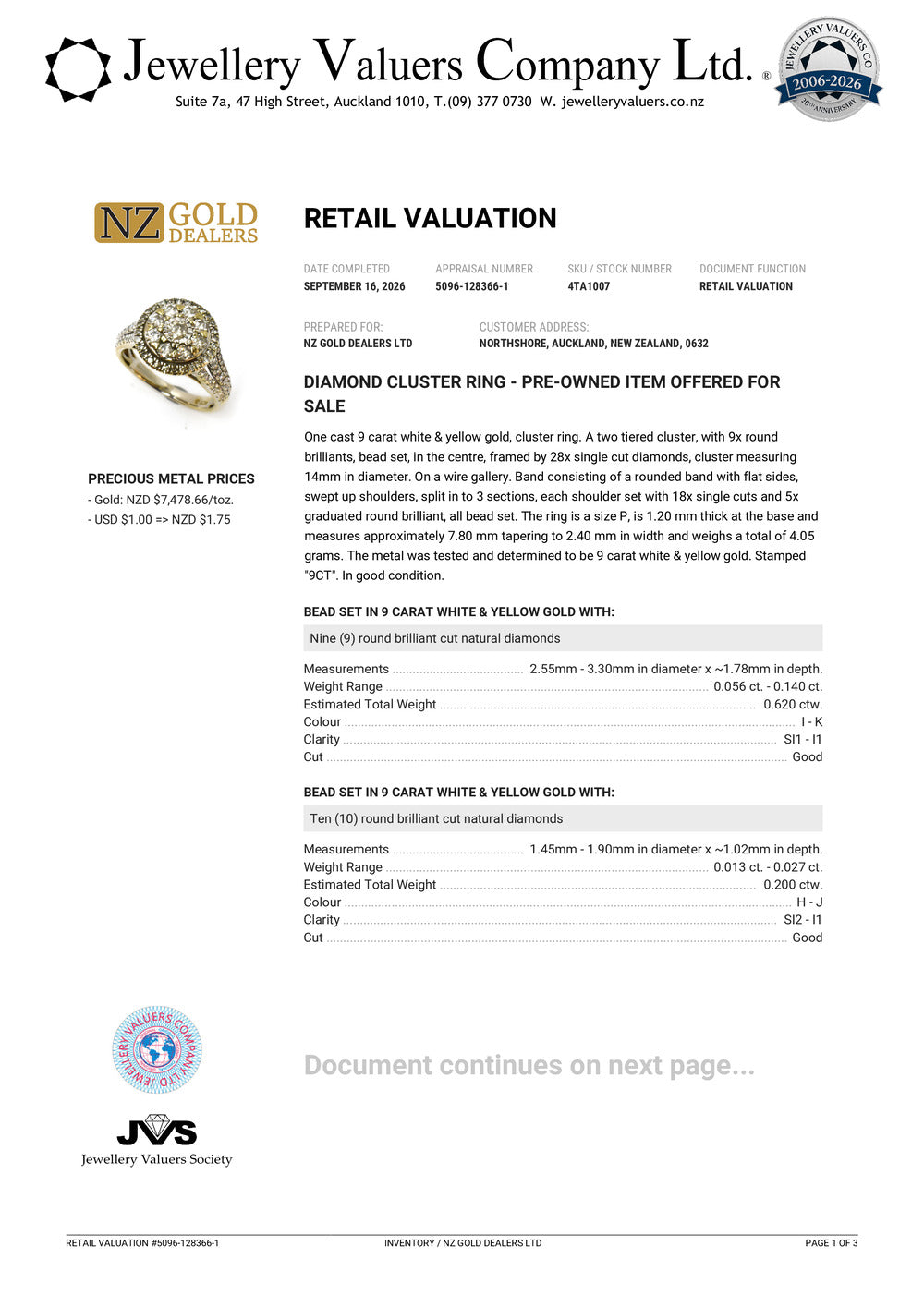 NZGD | 9ct Gold Celestial Bloom Diamond Ring TDW 1.20ct Valuation $4,000