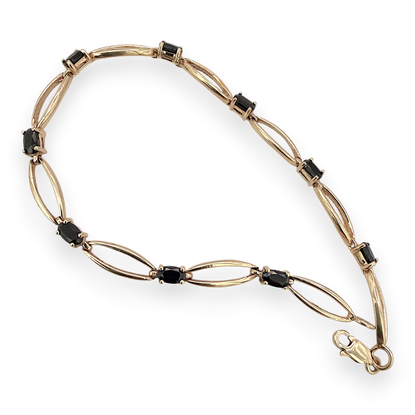 NZGD | 10ct Gold Vintage Sapphire Figaro Bracelet 20cm