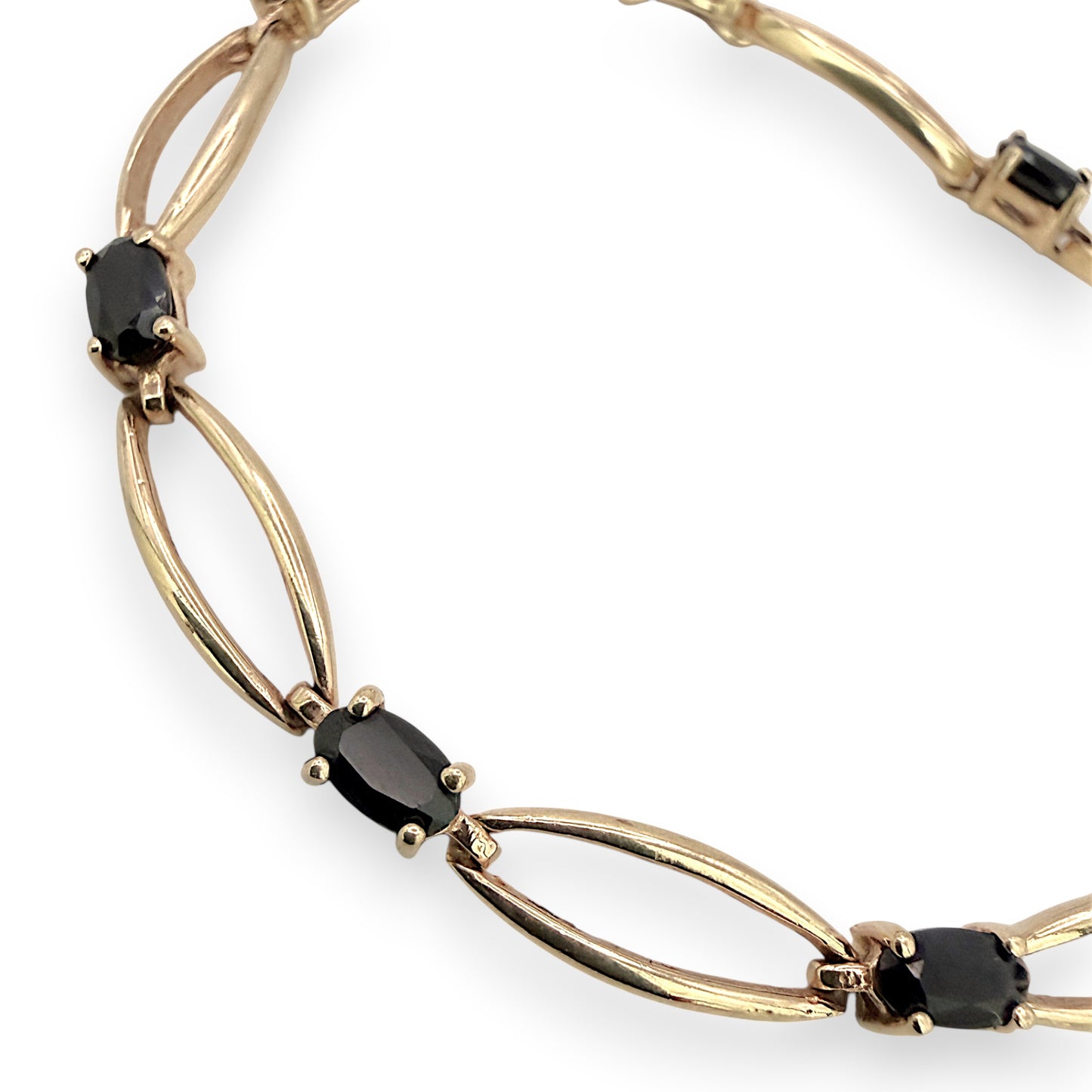 NZGD | 10ct Gold Vintage Sapphire Figaro Bracelet 20cm