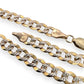 NZGD | 10ct Y/W Gold MHJ Diamond‑Cut Duo Curb Bracelet 19cm