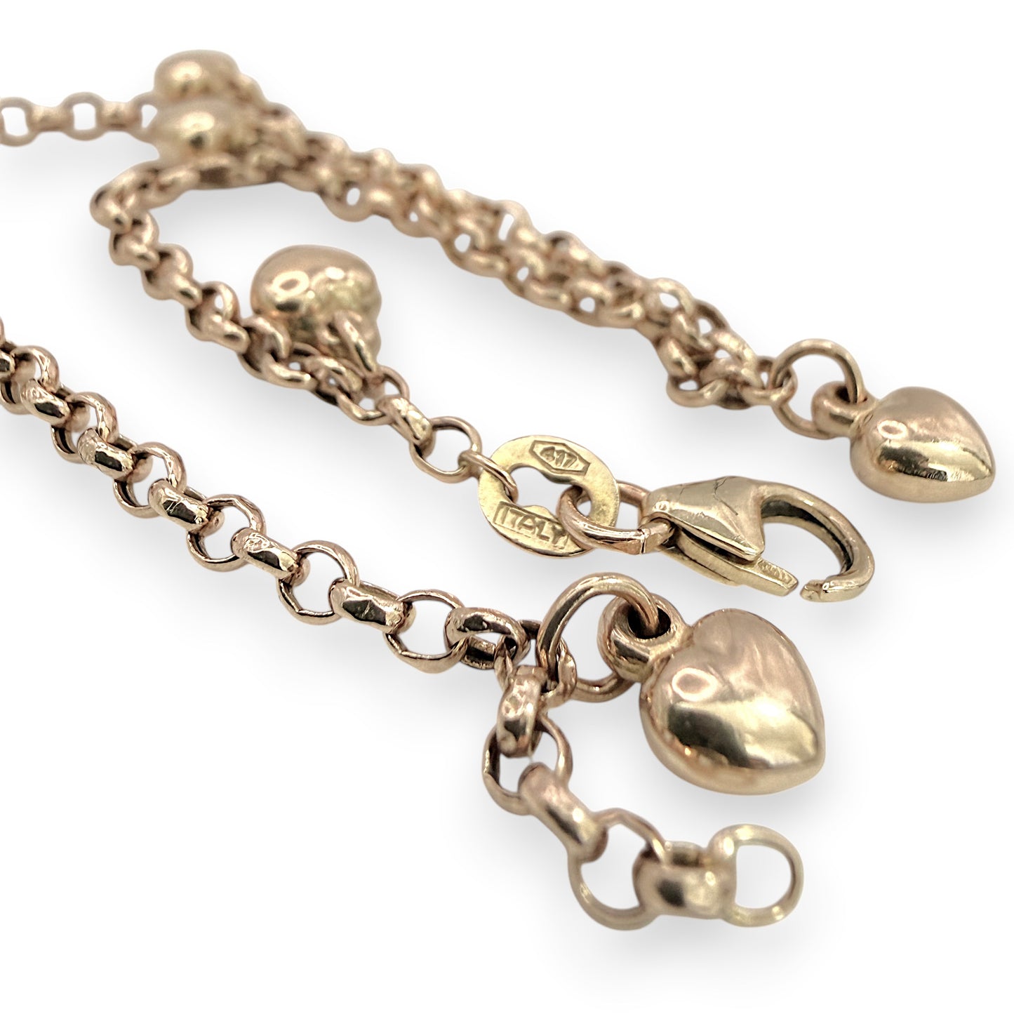 NZGD | 10ct Gold Golden Whisper Heart Charm Bracelet 19.5cm