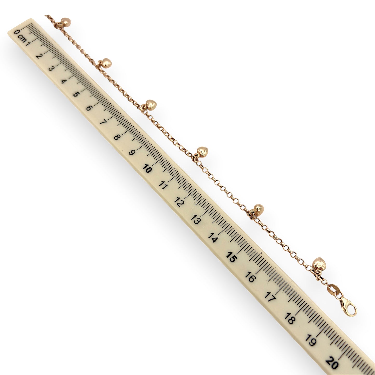 NZGD | 10ct Gold Golden Whisper Heart Charm Bracelet 19.5cm