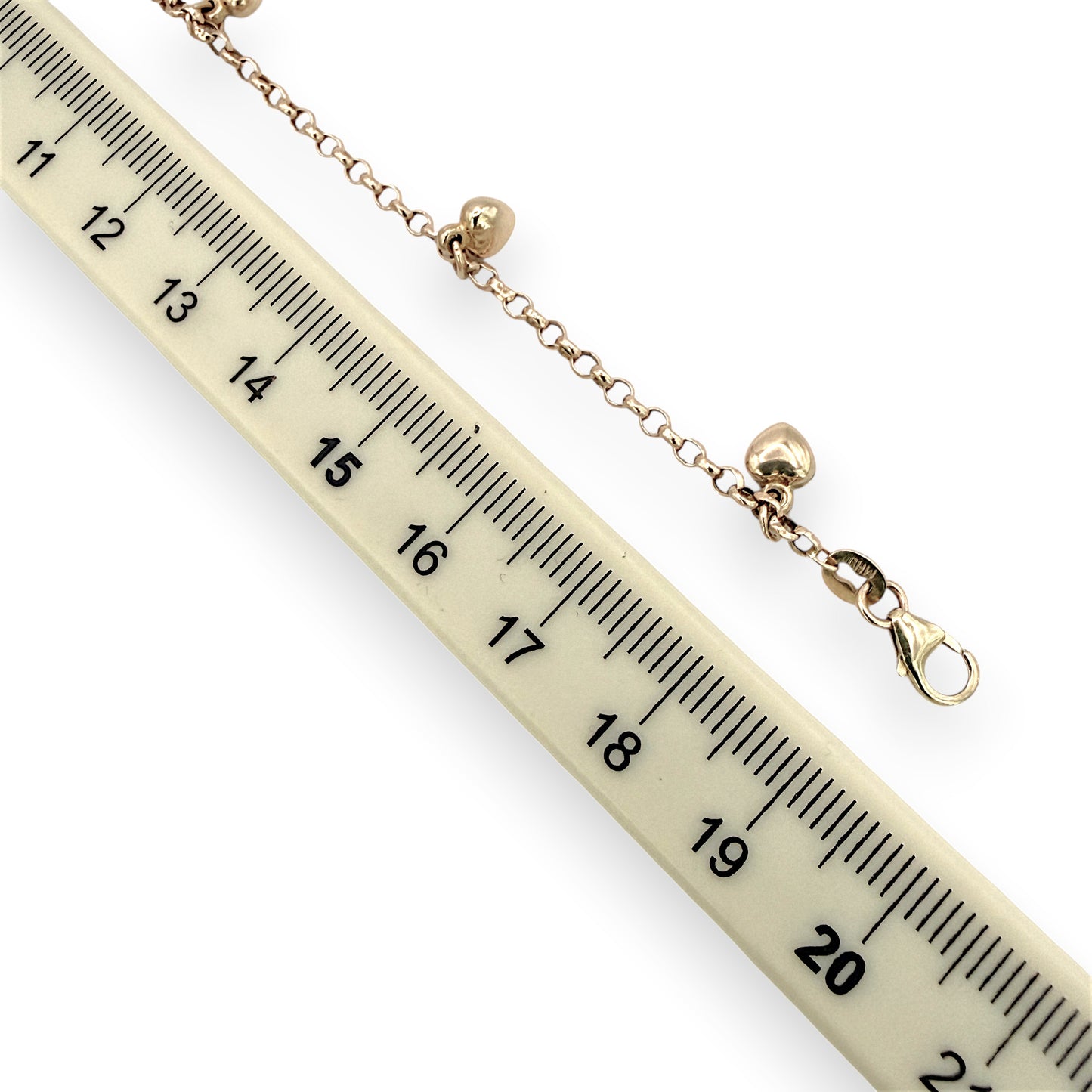 NZGD | 10ct Gold Golden Whisper Heart Charm Bracelet 19.5cm