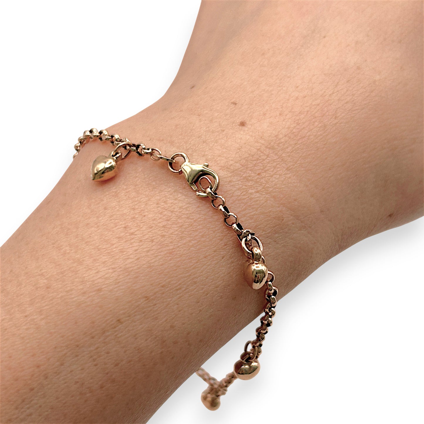 NZGD | 10ct Gold Golden Whisper Heart Charm Bracelet 19.5cm