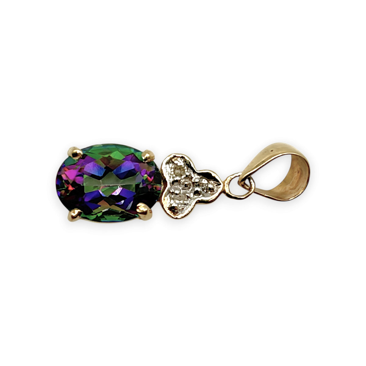 NZGD | 14ct Gold Mystic Topaz & Diamond Pendant Earring Set