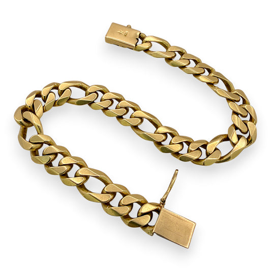 NZGD | 18ct Gold Imperial Figaro‑Curb Bracelet 23cm