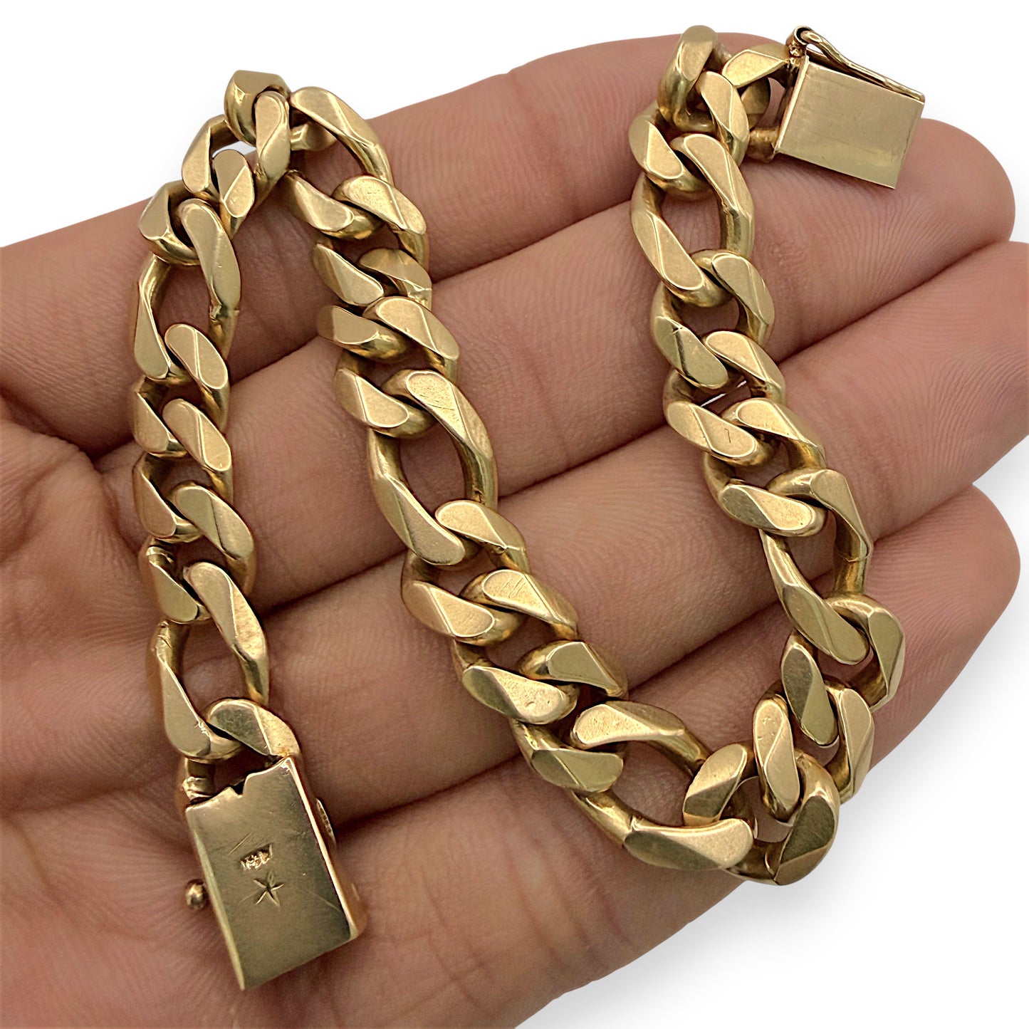 NZGD | 18ct Gold Imperial Figaro‑Curb Bracelet 23cm