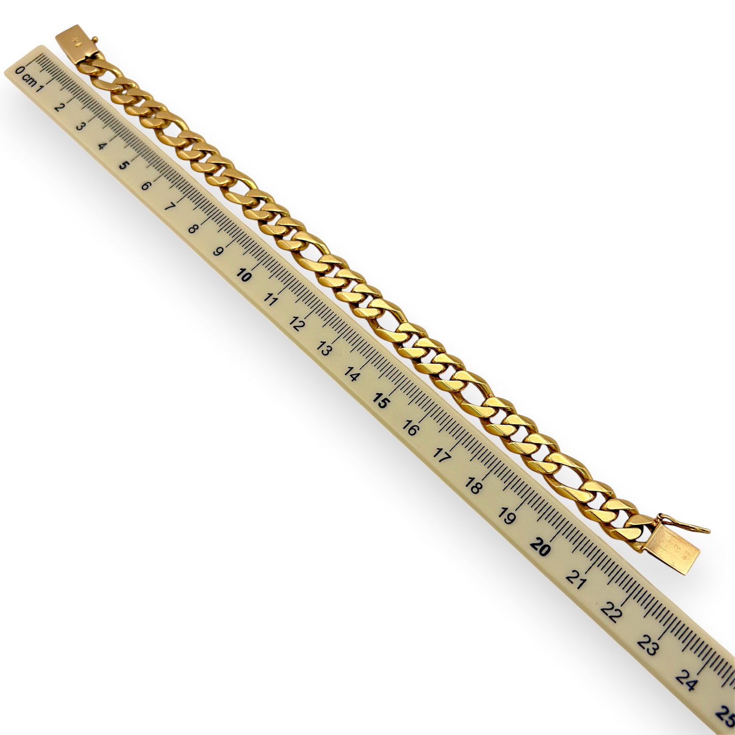 NZGD | 18ct Gold Imperial Figaro‑Curb Bracelet 23cm