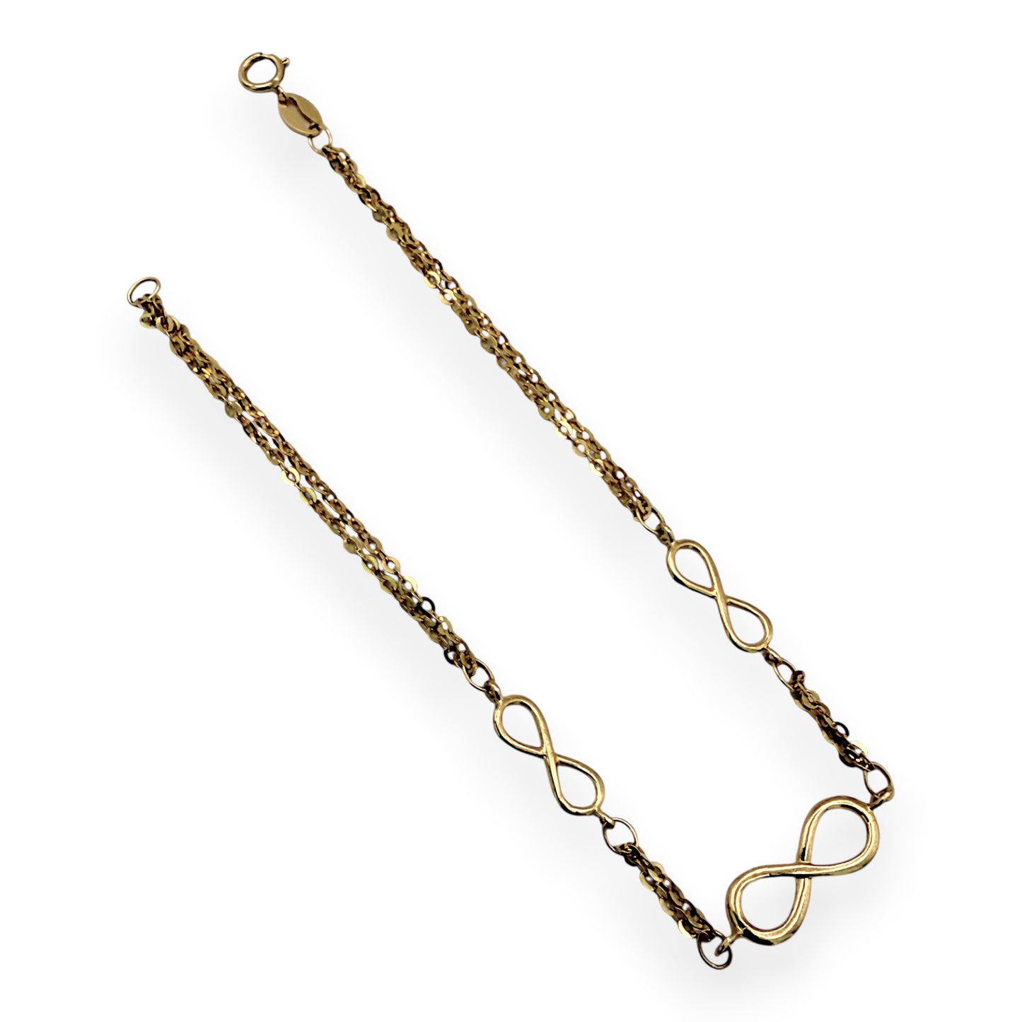 NZGD | 18ct Gold Triple‑Eternity Duo Chain Bracelet 20cm