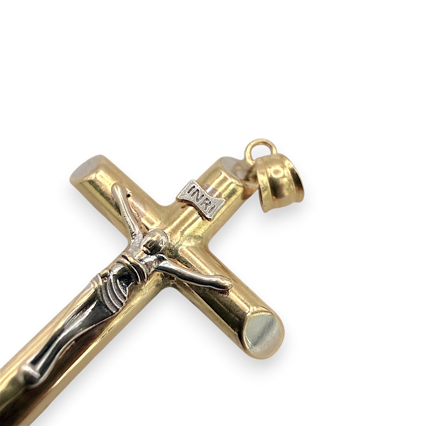 NZGD | 18ct Y/W Gold Two‑Tone Crucifix of Strength 34.6mm