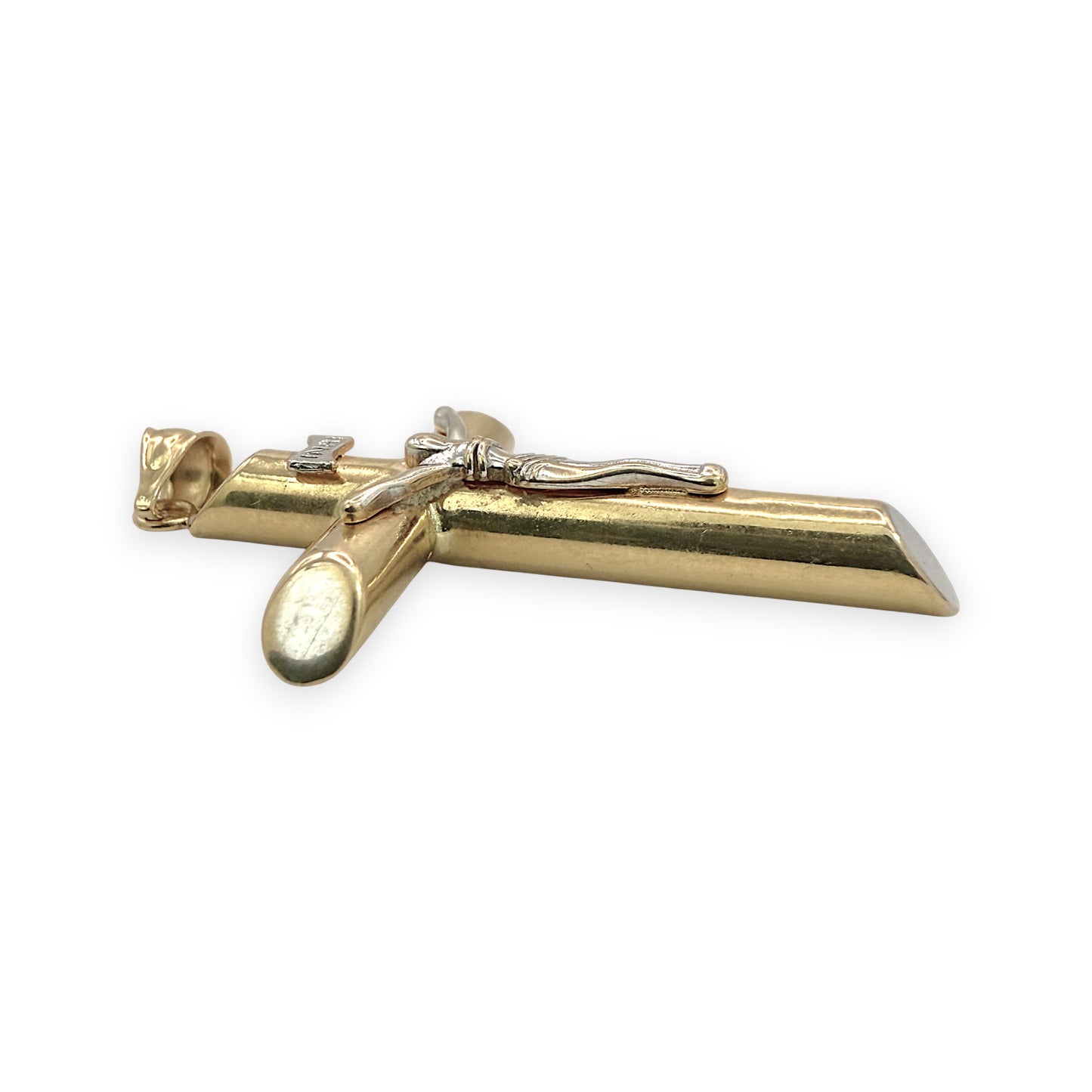 NZGD | 18ct Y/W Gold Two‑Tone Crucifix of Strength 34.6mm
