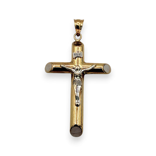 NZGD | 18ct Y/W Gold Two‑Tone Crucifix of Strength 34.6mm