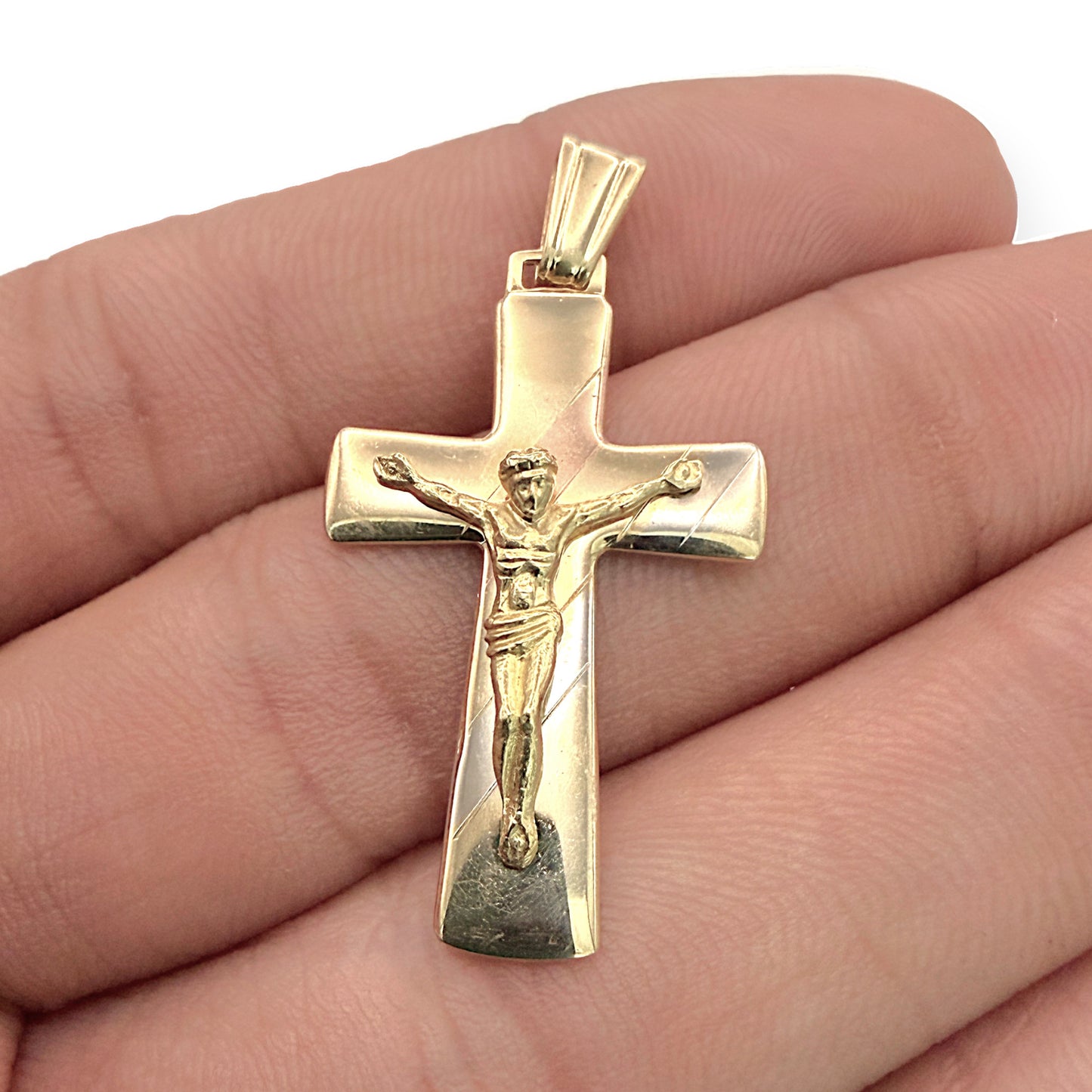 NZGD | 18ct Y/W/R Gold Tri‑Gold Crucifix – One of a Kind 34.00mm
