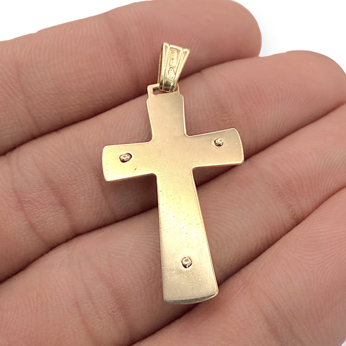 NZGD | 18ct Y/W/R Gold Tri‑Gold Crucifix – One of a Kind 34.00mm