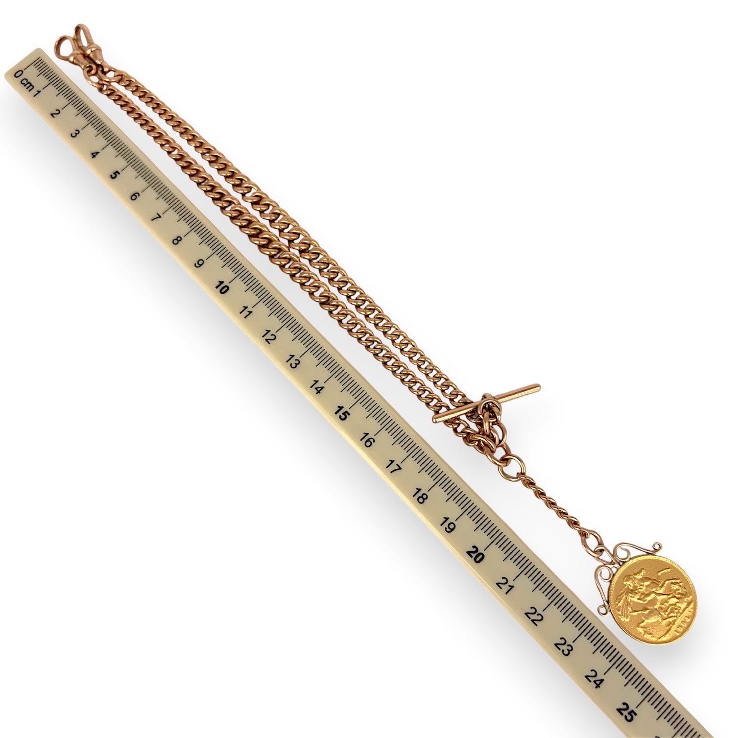 NZGD | 22ct 1904 Full Sovereign with 9ct Curb Chain with T Bar