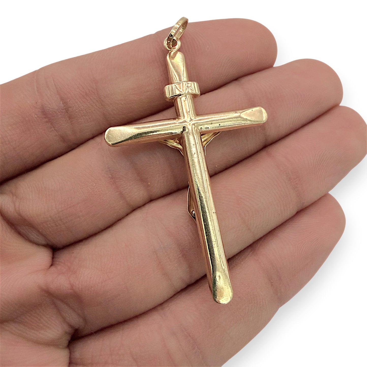 NZGD | 18ct Gold Golden Mercy Crucifix Pendant 53.5mm