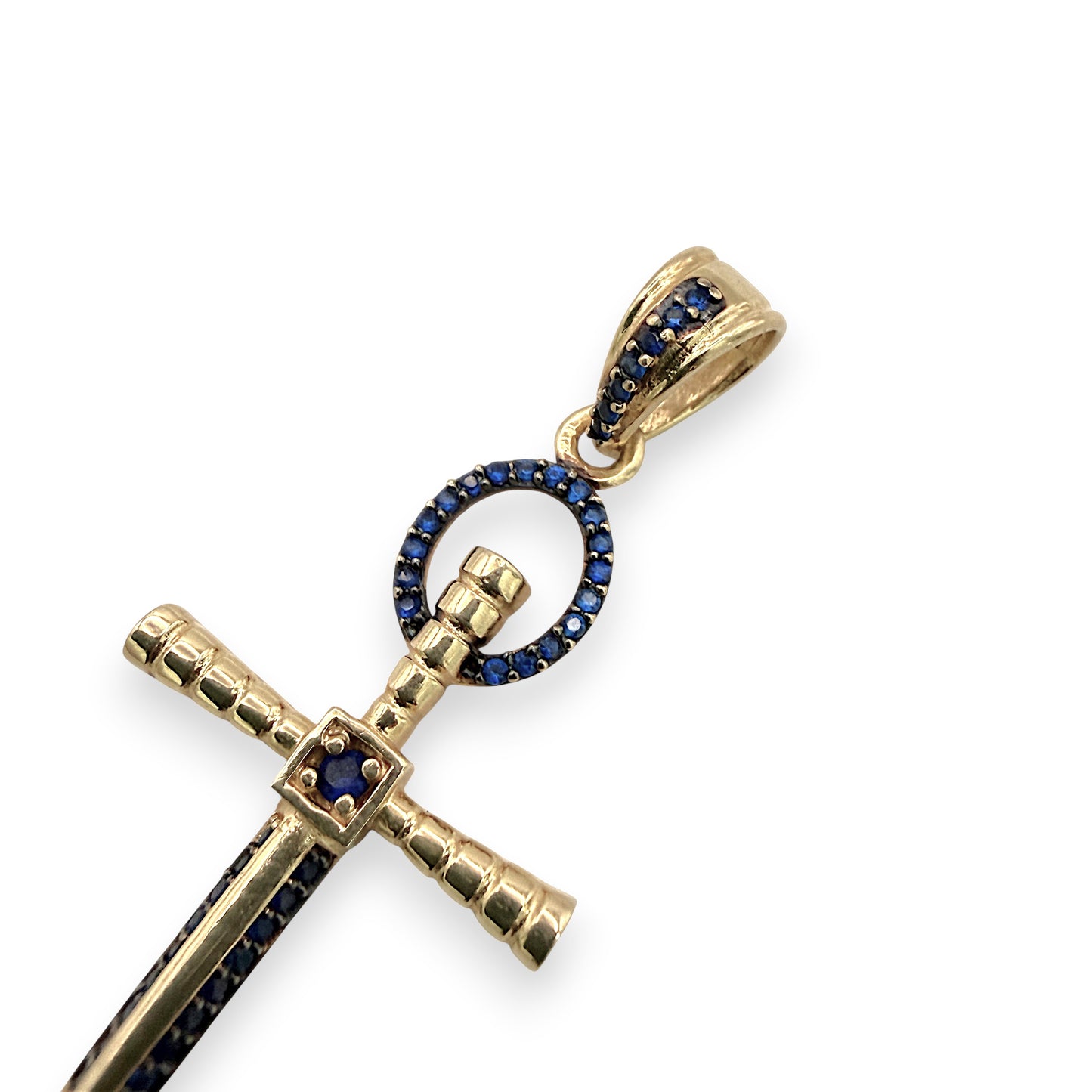 NZGD | 18ct Gold Sword of Blue Grace Pendant 35.5mm