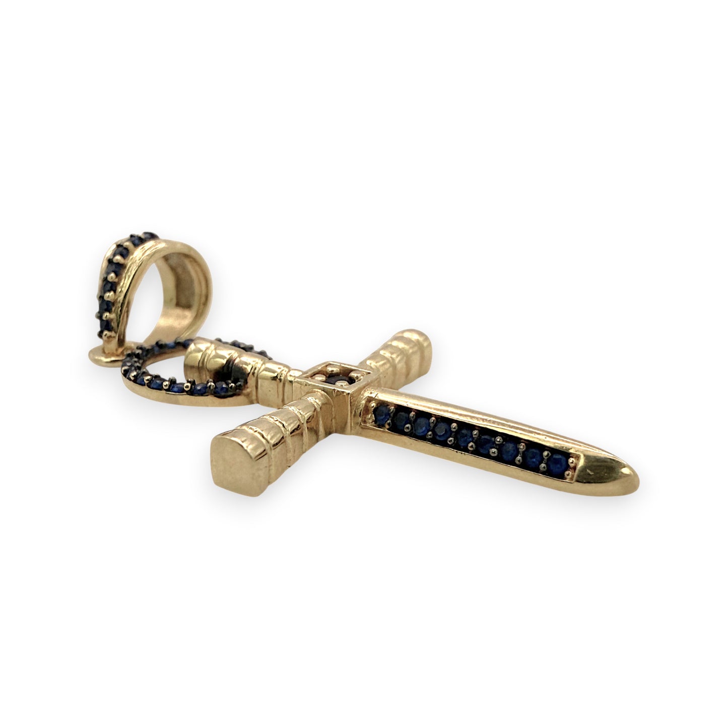 NZGD | 18ct Gold Sword of Blue Grace Pendant 35.5mm