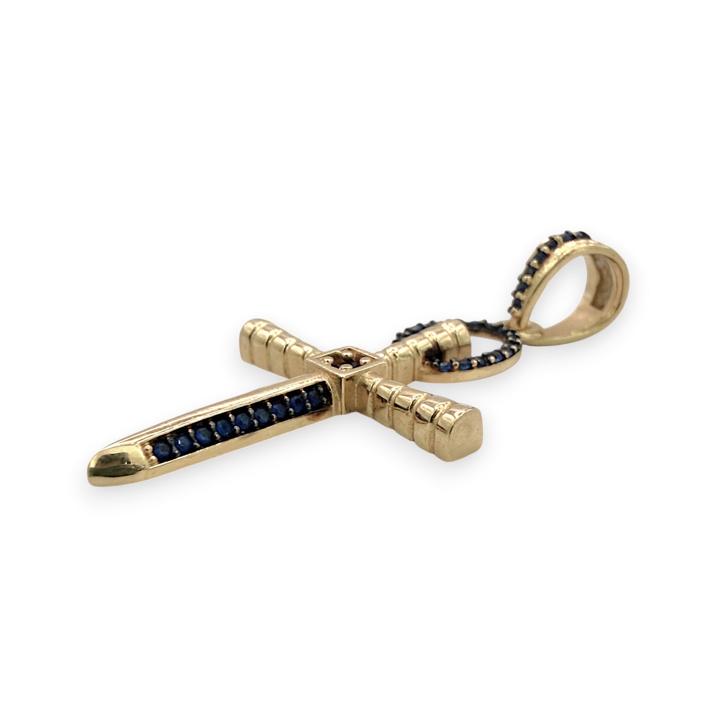 NZGD | 18ct Gold Sword of Blue Grace Pendant 35.5mm