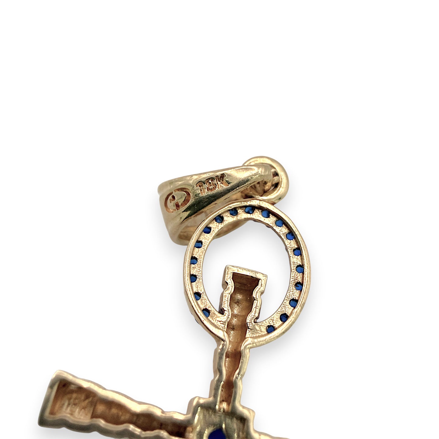 NZGD | 18ct Gold Sword of Blue Grace Pendant 35.5mm