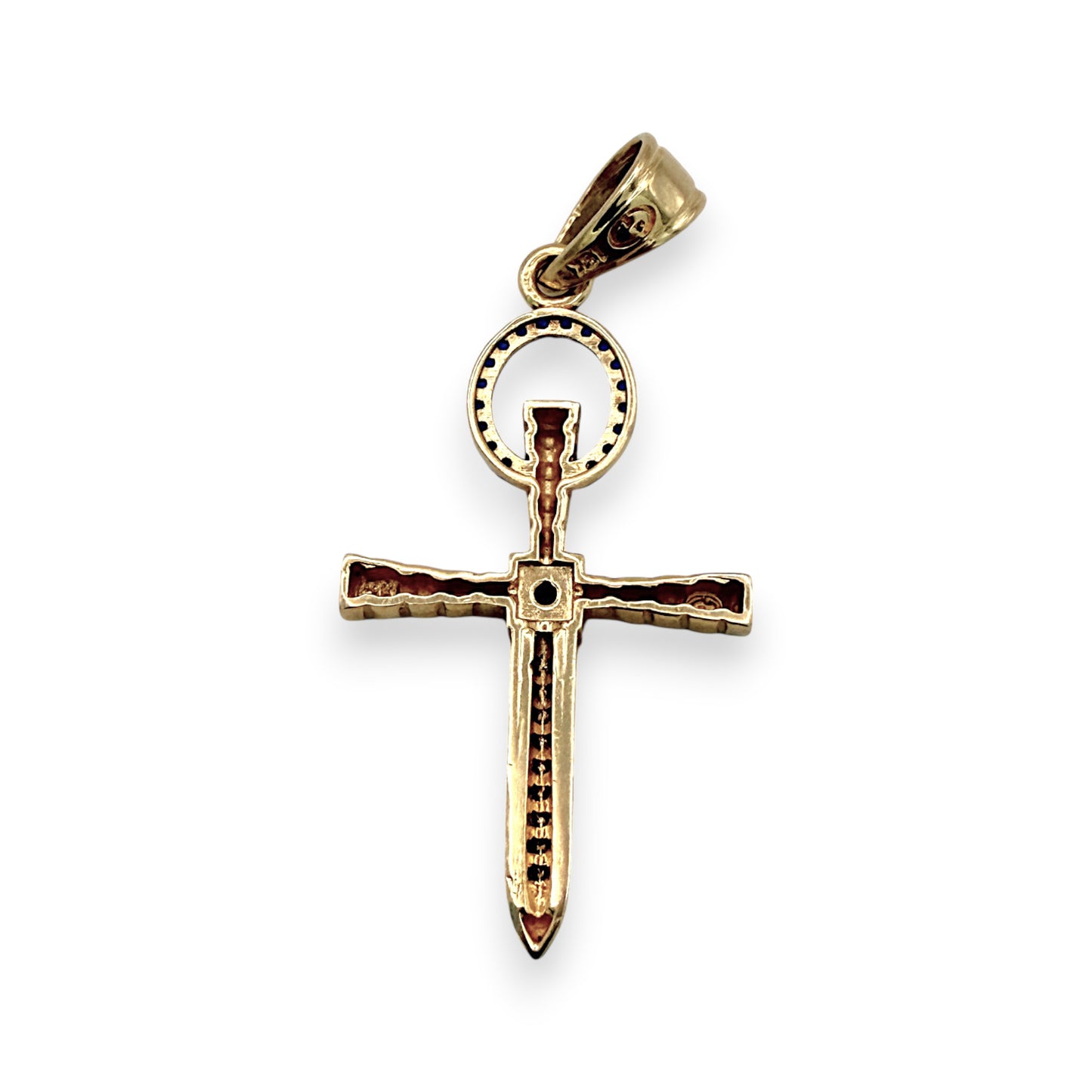 NZGD | 18ct Gold Sword of Blue Grace Pendant 35.5mm