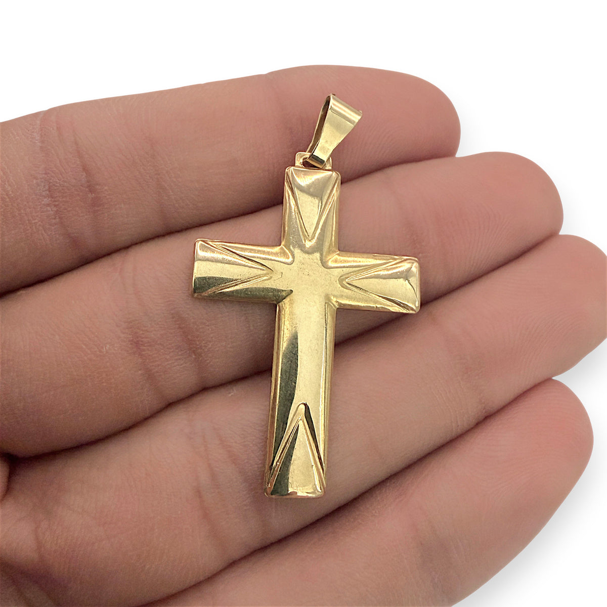 NZGD | 18ct Gold Radiant Faith Cross Pendant 3.81mm
