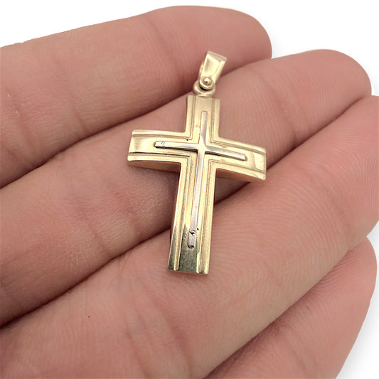 NZGD | 18ct Y/W Gold Cross of Dual Radiance 28.5mm