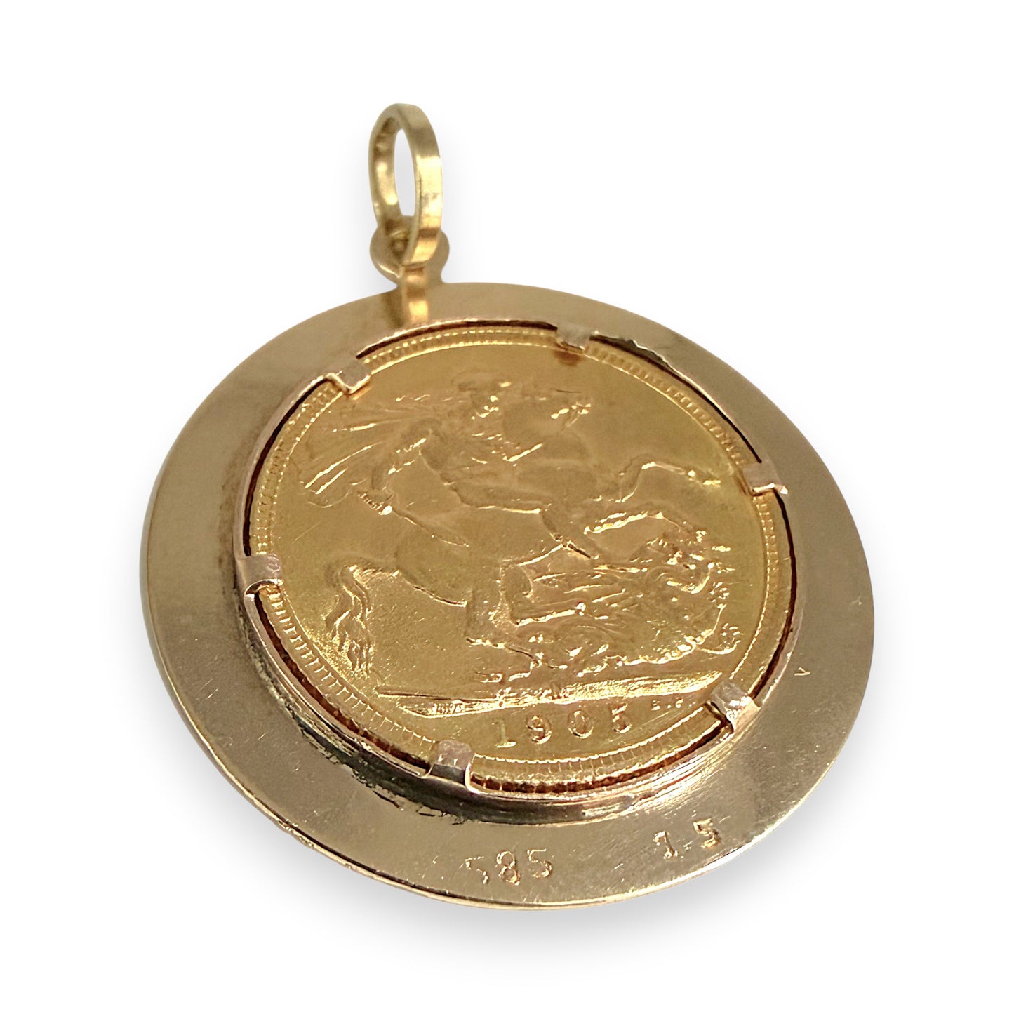 NZGD | 22ct 1905 Full Sovereign in 14ct Gold Pendant