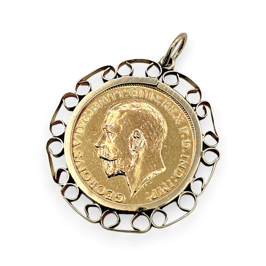 NZGD | 22ct Gold 1911 King George Full Sovereign Pendant in 9ct Gold