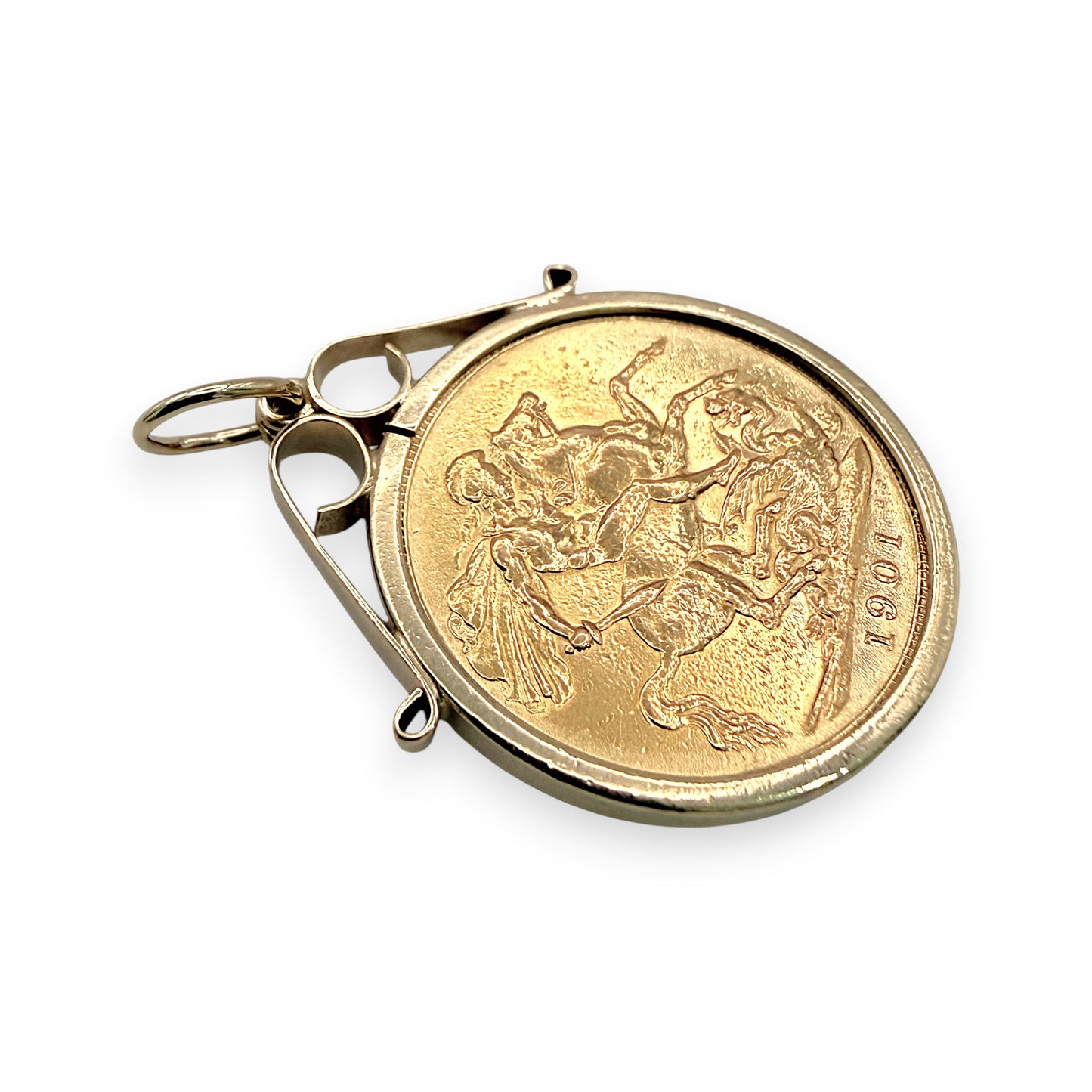 NZGD | 22ct Gold 1901 Queen Victoria Full Sovereign Pendant in 9ct Gold