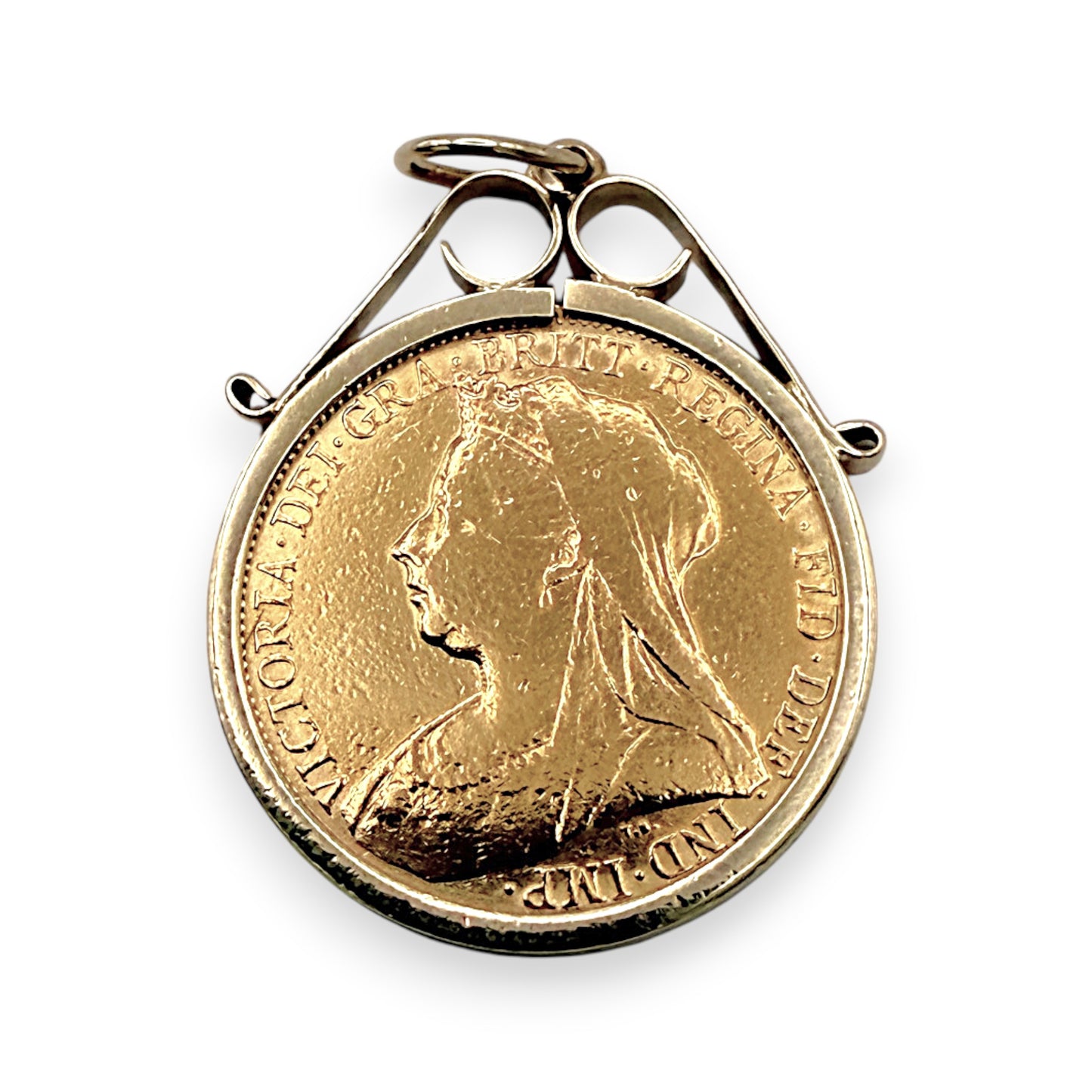 NZGD | 22ct Gold 1901 Queen Victoria Full Sovereign Pendant in 9ct Gold