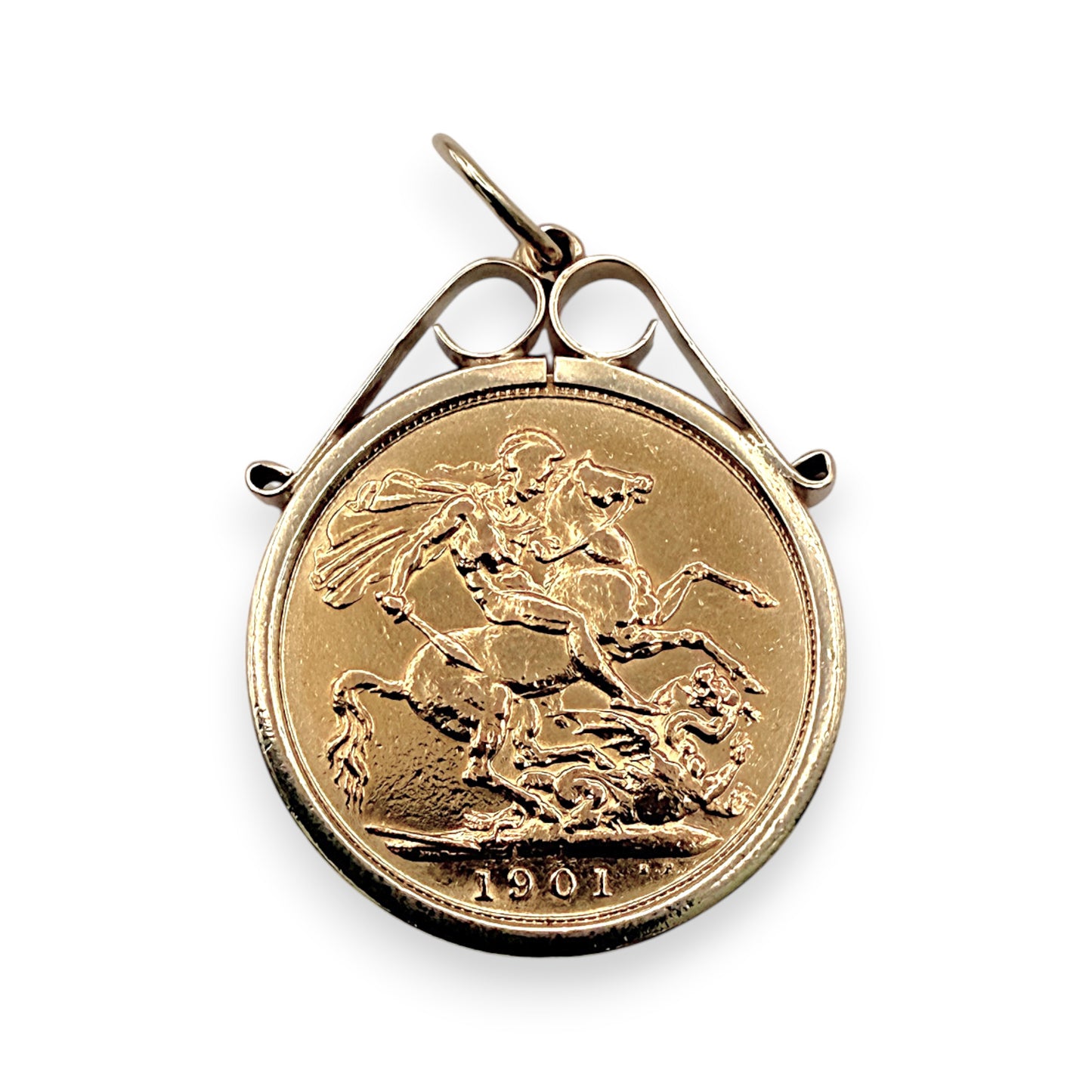NZGD | 22ct Gold 1901 Queen Victoria Full Sovereign Pendant in 9ct Gold