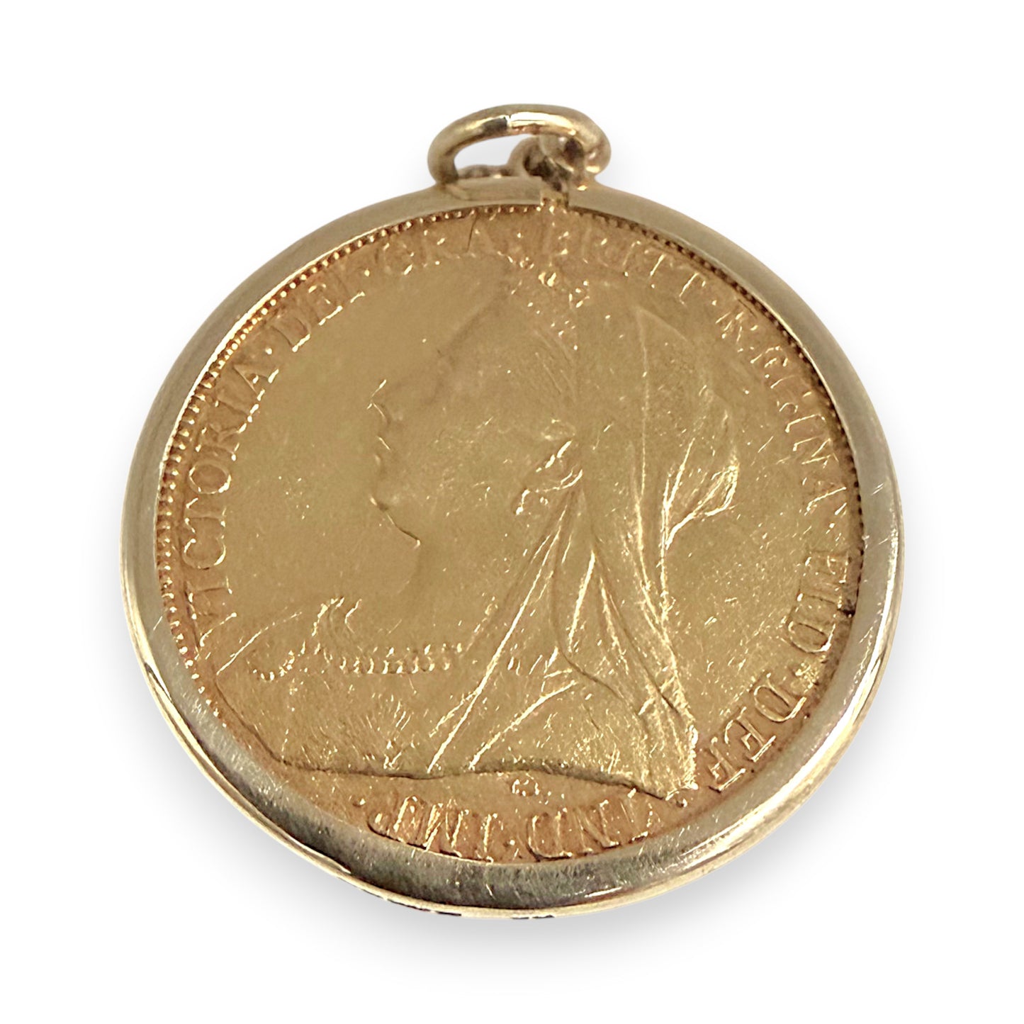 NZGD | 22ct Gold 1900 Queen Victoria Full Sovereign Pendant in 9ct Gold