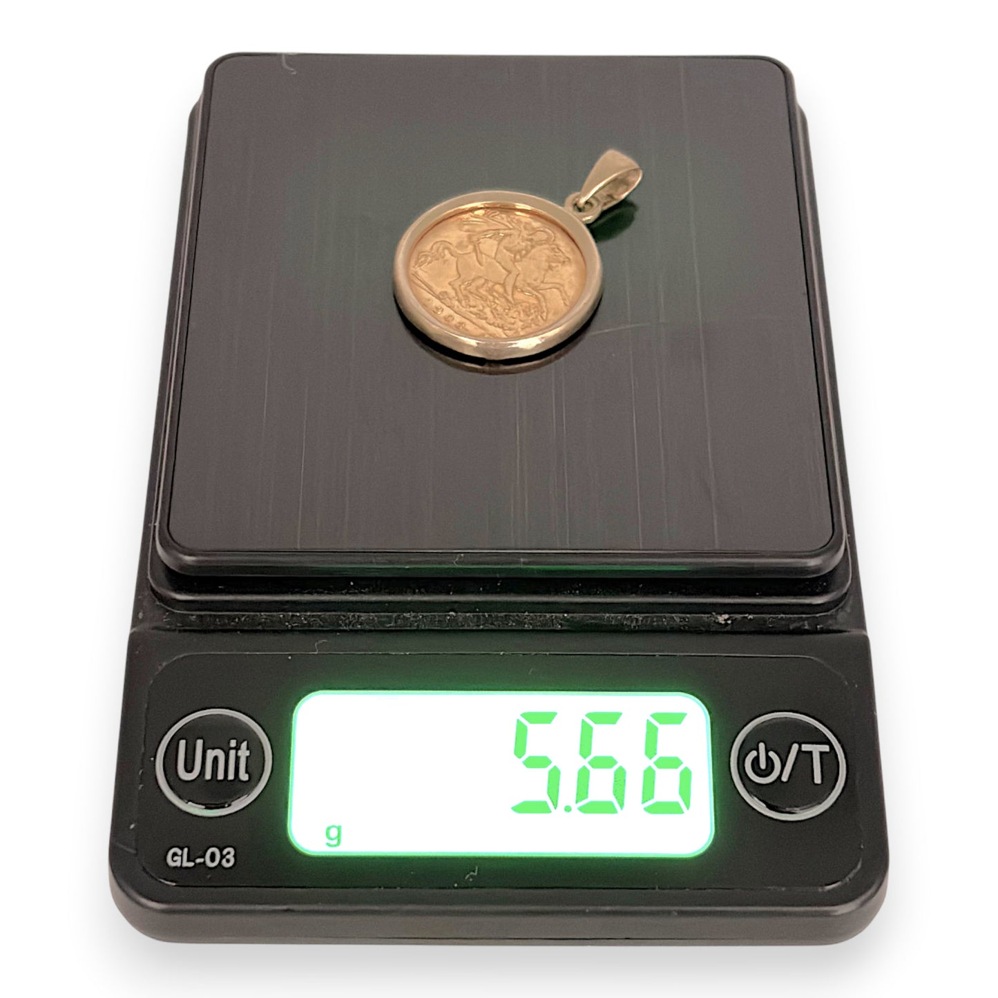 NZGD | 22ct Gold 1908 Edward VII half Sovereign in 9ct Pendant