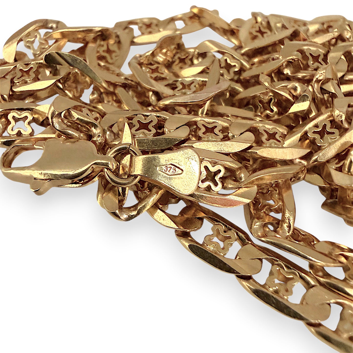 NZGD | 9ct Gold UNOAERRE Clover‑Link Signature Chain 84cm