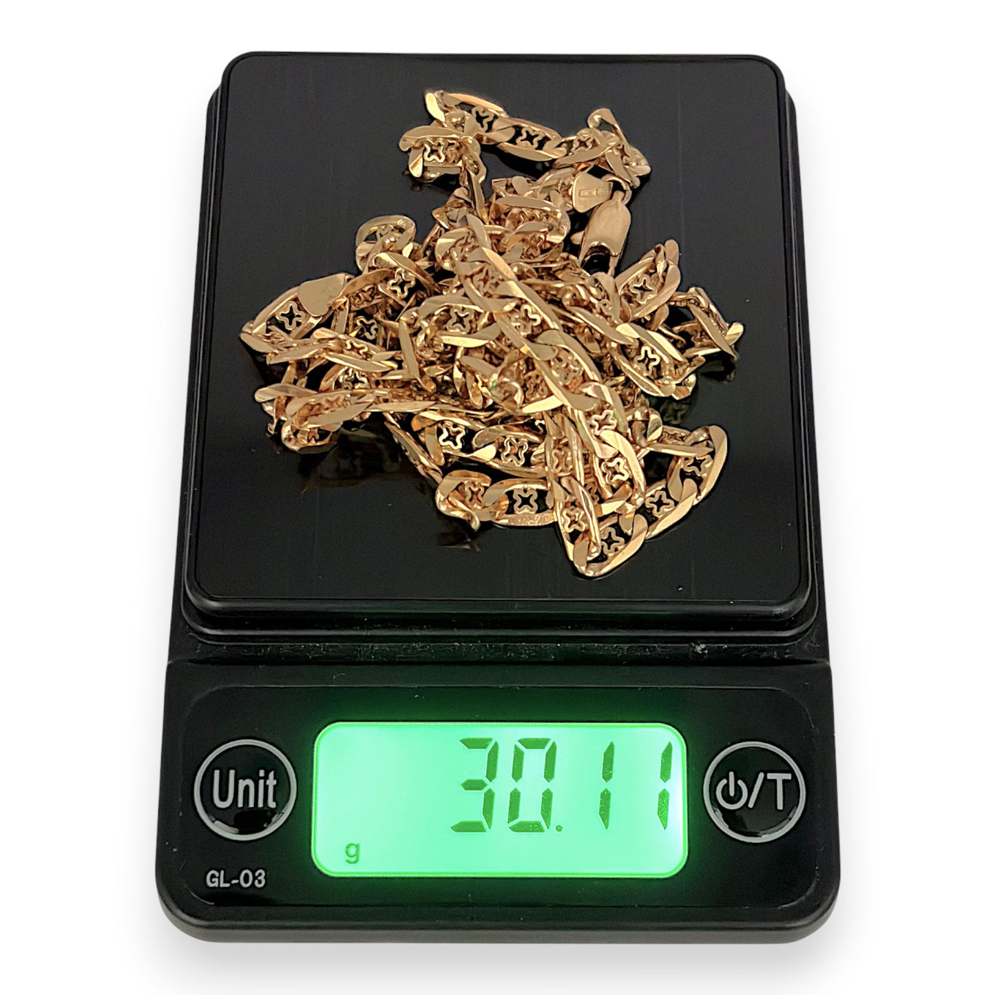 NZGD | 9ct Gold UNOAERRE Clover‑Link Signature Chain 84cm