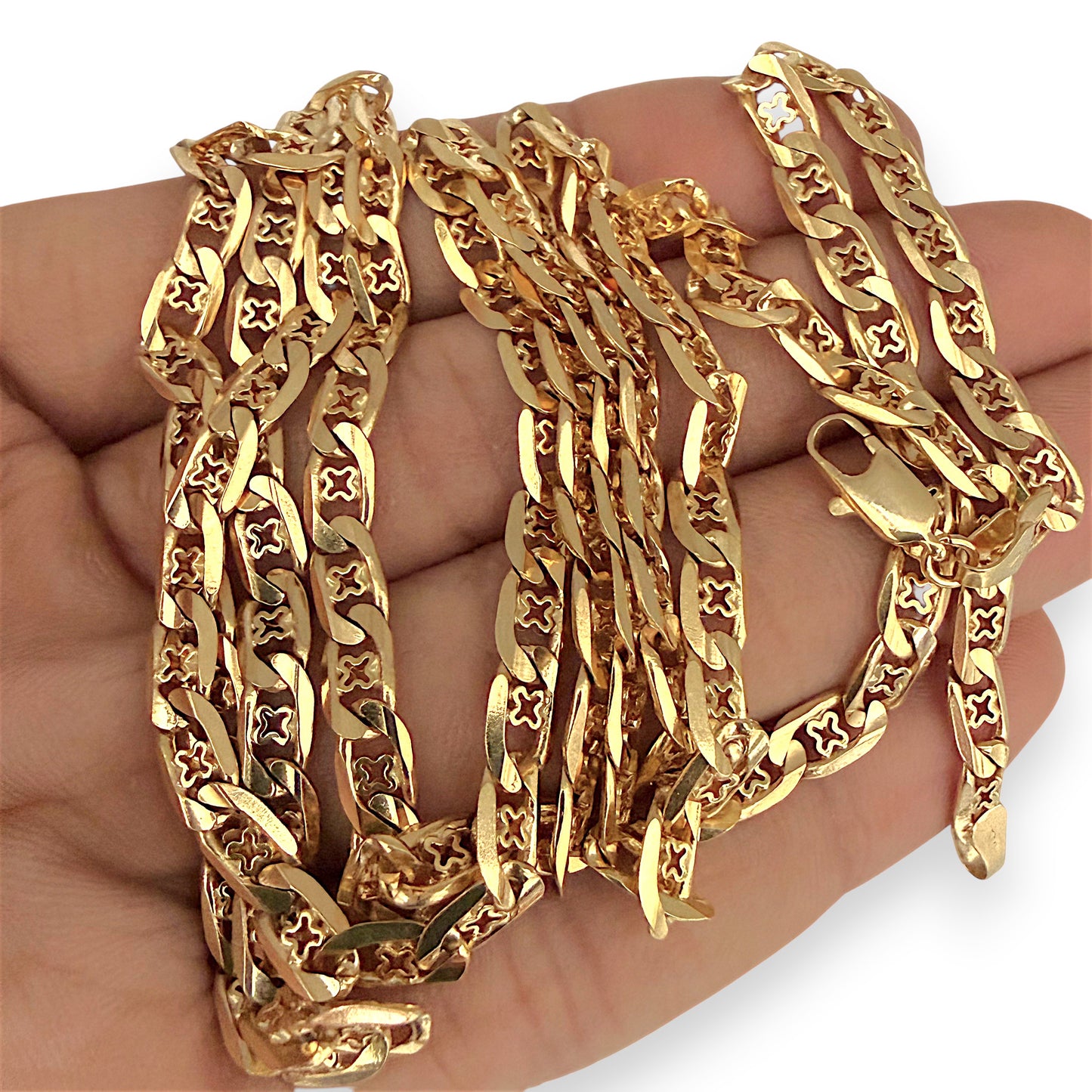 NZGD | 9ct Gold UNOAERRE Clover‑Link Signature Chain 84cm