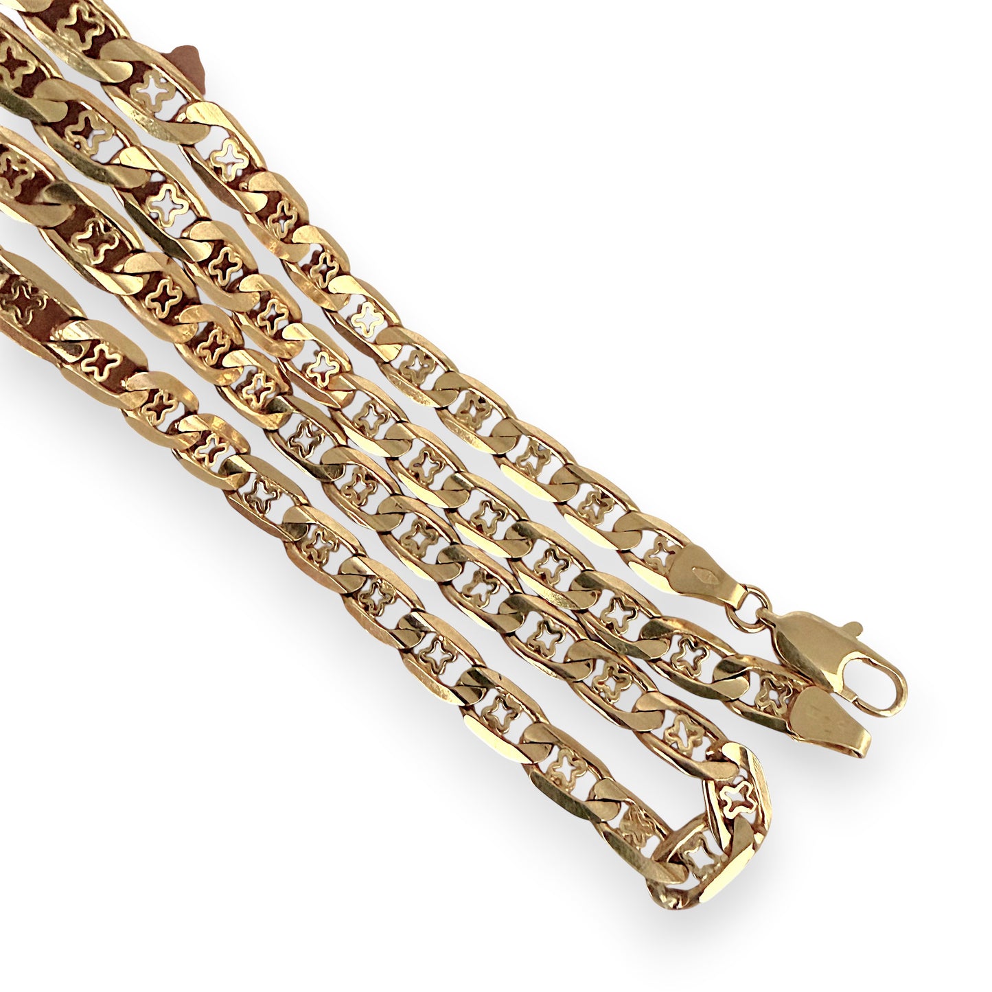 NZGD | 9ct Gold UNOAERRE Clover‑Link Signature Chain 84cm