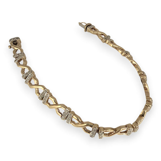 NZGD | 9ct Gold Luminous Vintage Corssover Bracelet 19.5cm