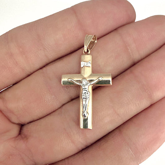 NZGD | 9ct Y/W Gold Silent Strength Cross Pendant